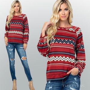 2 PK |  Burgundy Aztec Print Soft Top